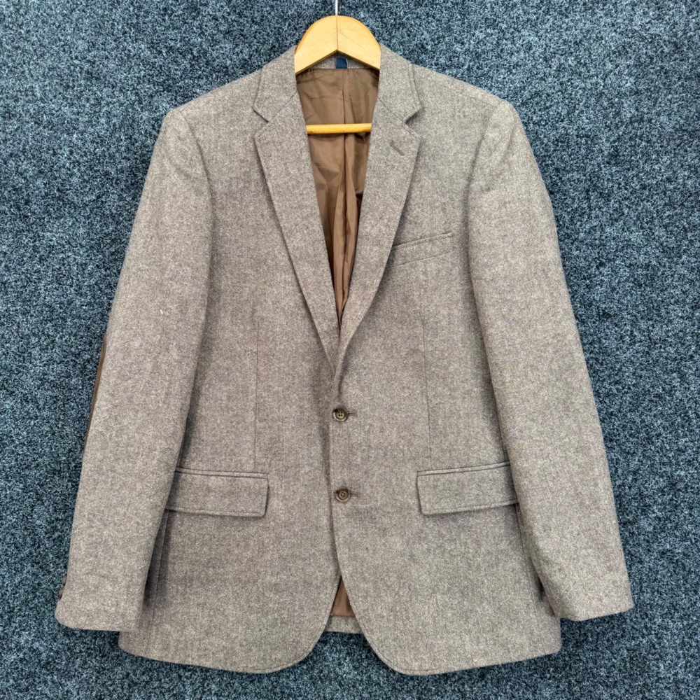J.Crew Thompson Wool Blend Blazer 40R Brown Elbow Patches Sport Coat Mens